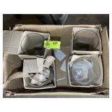 GROUP OF 4 HURRICANE STYLE CLEAR GLASS VASES, APPR