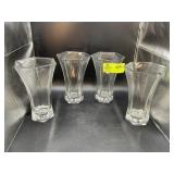 GROUP OF 4 HOOSIER GLASS 4041 CLEAR GLASS VASES, A