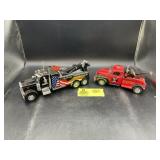 GROUP INCLUDING PLASTIC TOW RIG REPLICA 11 IN LONG