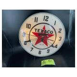 CUSTOM TIME AND NEON, BACKLIT TEXACO WALL CLOCK, G