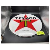 LARGE ROUND METAL TEXACO SIGN, 23.25 IN DIAMETER