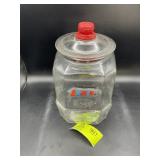 VINTAGE LANCE COUNTERTOP DISPLAY JAR, HAS TOMS GLA