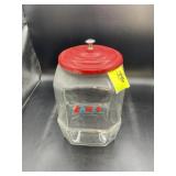 VINTAGE LANCE COUNTERTOP DISPLAY JAR WITH METAL LI