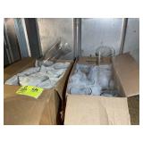 GROUP INCLUDING BOX OF 8 FLARED TOP CLEAR GLASS VA