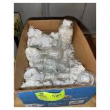 BOX OF SMALL GLASS TULIP-STYLE VASES, APPROX 30 PC