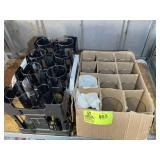 GROUP INCLUDING BOX OF 12 STRAIGHT CLEAR GLASS VAS