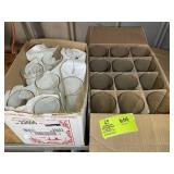 GROUP INCLUDING BOX OF 12 STRAIGHT CLEAR GLASS VAS