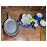 MISC GROUP INCLUDING, PEWTER SKILLETS, CERAMIC VAS