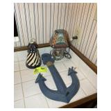 GROUP OF NAUTICAL THEMED DECORATIVE ITEMS IN HALL