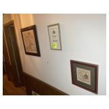 GROUP OF 3 FRAMED NEEDLEPOINT WALL ART, 9 IN X 13