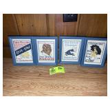 GROUP OF 4 FRAMED NEEDLEPOINT WALL ART, 6 IN X 8 I