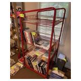 4 TIER RED METAL ROLLING RACK, 26 IN X 30 IN X 65