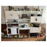 LARGE WHITE DESK/BOOKSHELF UNIT, 86 IN X 17 IN X 7