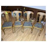 GROUP OF 4 WOODEN DINING CHAIRS, UPHOLSTERED SEATS