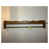 HANGING WOOD WALL SHELF WITH ROD, APPROX 50 IN LON