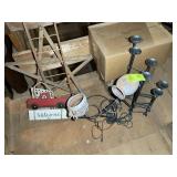 GROUP OF DECORATIVE ITEMS, CANDLE HOLDER, FOUNTAIN