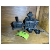 PAIR OF CAST IRON SALESMAN SAMPLE WOOD STOVES