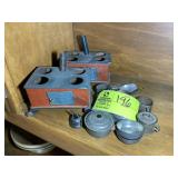 TWO MINIATURE TIN STOVES WITH ACCESSORIES
