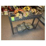 GROUP INCLUDING WOODEN PLANT STAND 36 IN X 11 IN X