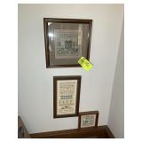 GROUP OF 3 FRAMED NEEDLEPOINT WALL ART, 11 IN SQ,