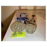 MISC GROUP INCLUDING, GLASS FROGS, SMALL VASE, STA