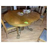 CLAW FOOT PEDESTAL BASE WOOD TABLE, 53 IN X 44 IN
