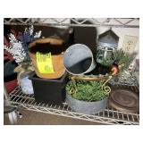 GROUP OF DECORATIVE PLANTERS, VASES, ARTIFICIAL FL
