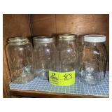 GROUP OF CLEAR GLASS QUART CANNING JARS