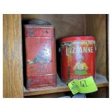 PAIR OF VINTAGE METAL TINS, THINSHELL CANDIES INC
