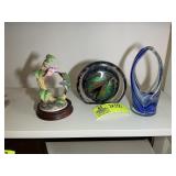 GROUP OF DECORATIVE ITEMS, HUMMINGBIRD, GLASS DEC