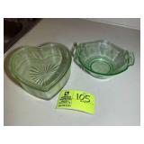 GROUP INCLUDING URANIUM GLASS CANDY DISH AND HEART