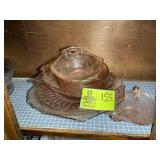 GROUP OF YELLOW GLASS SERVING DISHES, CANDY BOWLS,