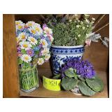 GROUP OF ARTIFICIAL FLORAL ARRANGEMENTS AND DECORA