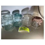 GROUP OF VINTAGE GLASS;CANNING JARS/CANISTERS
