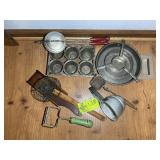 GROUP OF VINTAGE KITCHEN UTENSILS,  SIFTER, BAKING