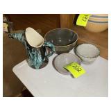 GROUP OF CERAMIC STYLE ITEMS, BOWLS, PITCHER