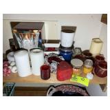 LARGE GROUP OF MISC CANDLES AND CANDLE HOLDERS