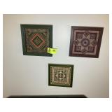 GROUP OF FRAMED NEEDLEPOINT WALL ART, 10.5 IN SQ