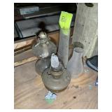 PAIR OF VINTAGE OIL LAMPS, ONE IS ALADDIN, WITH CH