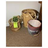 GROUP OF DECORATIVE WOODEN BUCKETS