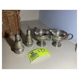 GROUP OF WEIGHTED STERLING ITEMS, CREAM AND SUGAR