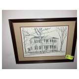 FRAMED AND MATTED PRINT, TITLED THE MORDECAI HOUSE