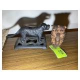 GROUP INCLUDING CAST IRON DOG AND BEARS