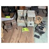 GROUP OF VINTAGE DOLL FURNITURE, METAL STOVE, WICK