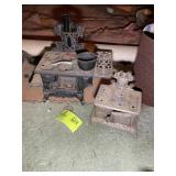 PAIR OF CAST IRON SALESMAN SAMPLE WOOD STOVES