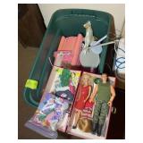 TOTE WITH MISC BARBIES, GI JOE, DOLLS AND VEHICLES
