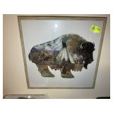 FRAMED BUFFALO PUZZLE, APPROX 31 IN X 31 IN