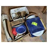 THREE BOXES OF MISC DINNERWARE, PLATES, PLATTER, C