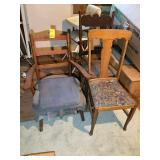 GROUP OF 3 MISC WOODEN CHAIRS, ONE SPRING ROCKER