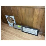 GROUP INCLUDING FRAMED NEEDLEPOINT 19 IN X 8.5 IN,